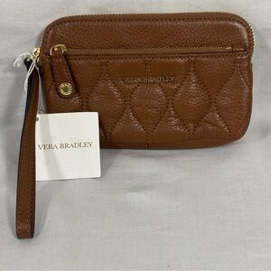 Vera‎ Bradley quilted Sophie wristlet genuine leather Cognac Brown NEW